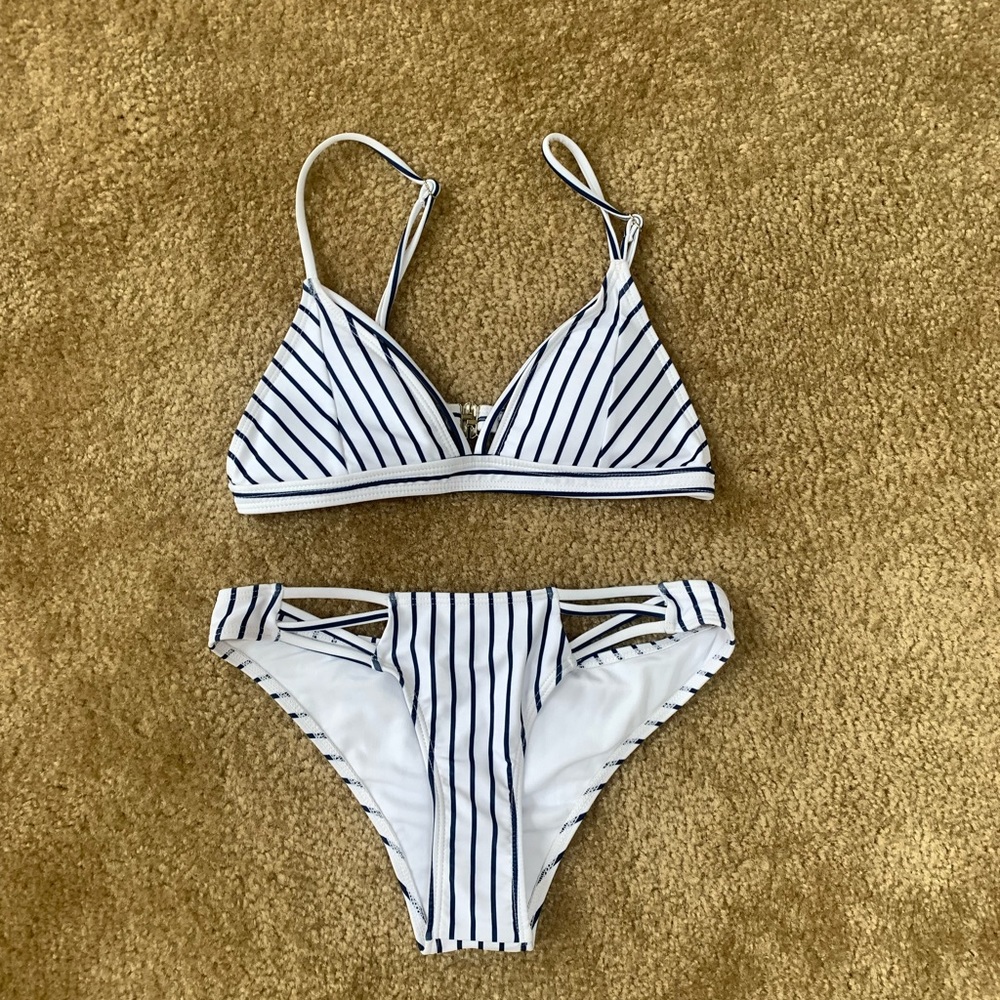 SHEIN navy and white bikini